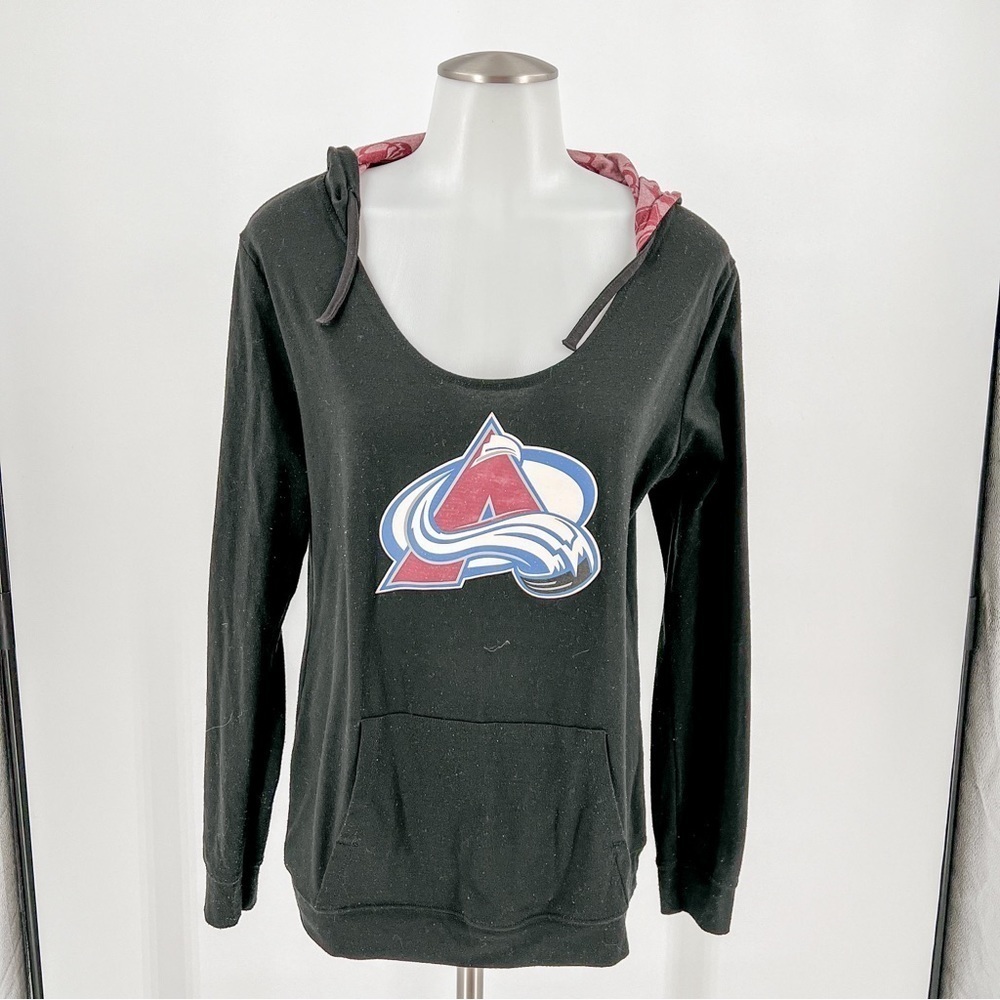NHL Black Women's Pullover Hoodie with Burgundy Lining